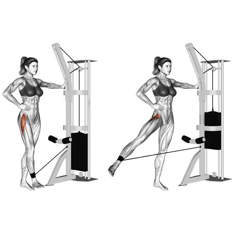 Отведение ноги назад в тренажере: вариации упражнения стоя и в упоре