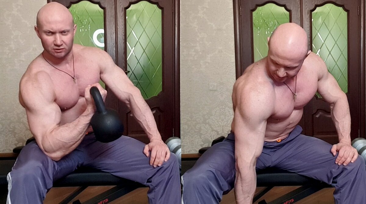 Упражнения с гирей: как накачать бицепс весом 16 кг