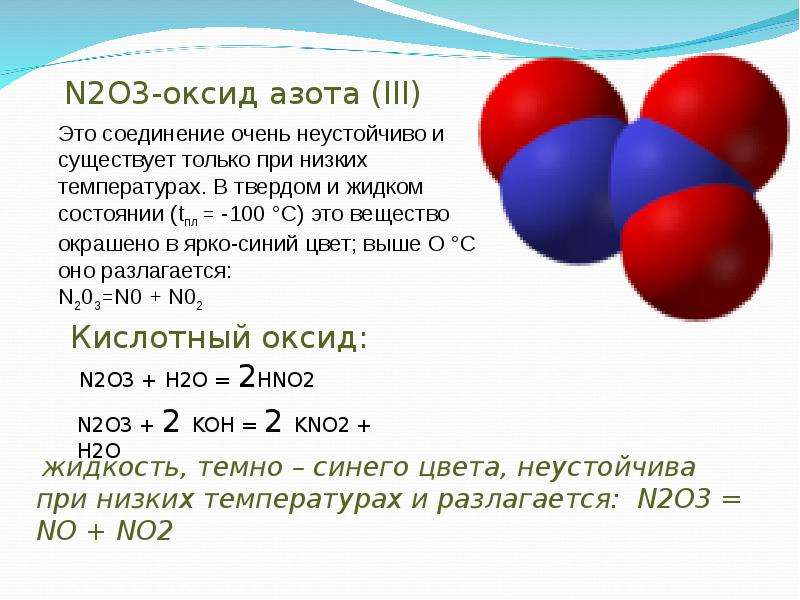 Оксиды азота (no, no2, n2o, n2o3): свойства, применение