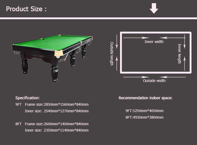 Размер бильярдного стола в зависимости от вида игры, правила подбора