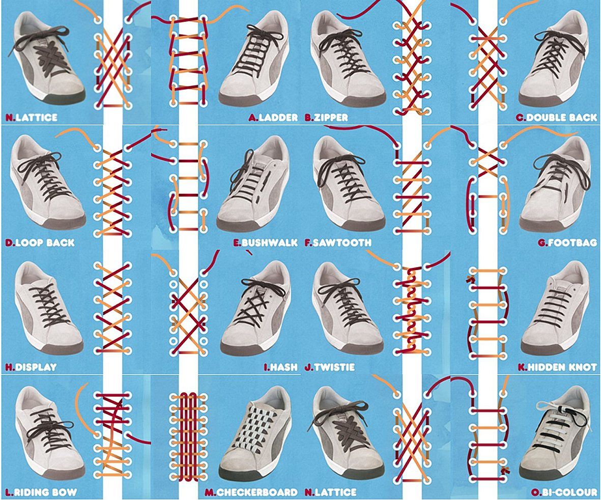 Шнуровка кроссовок - 50 вариантов, как завязать шнурки на кроссовках красиво