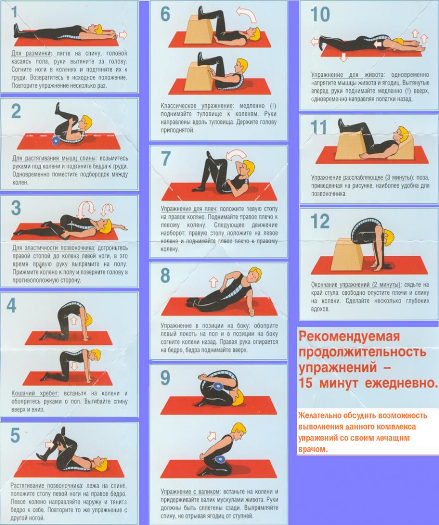 Лечебная гимнастика при остеохондрозе поясничного отдела позвоночника: комплексы физических упражнений